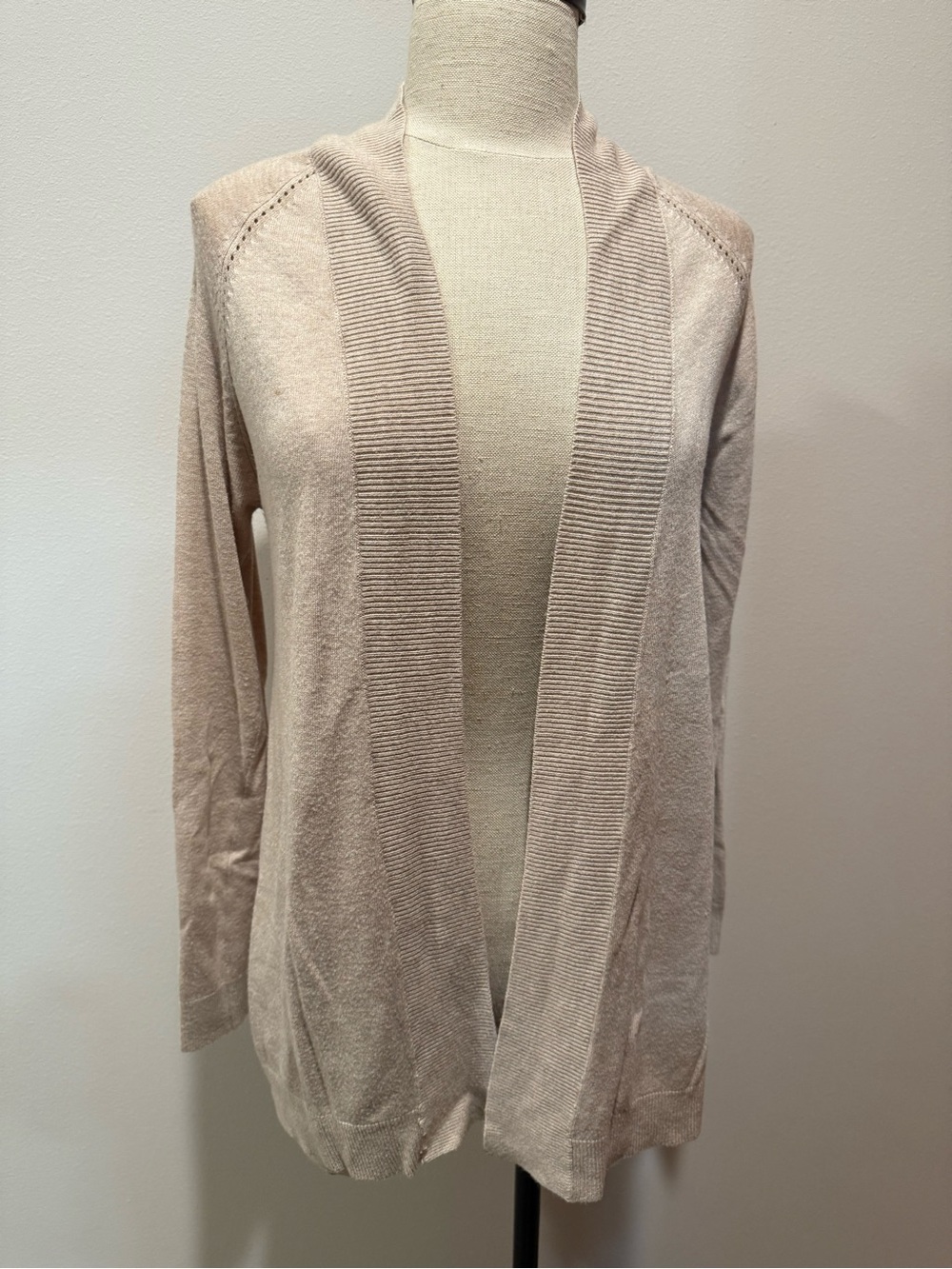 Mango Neutral Beige Open-Front Ribbed Cardigan - Picture 5 of 6
